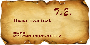 Thoma Evariszt névjegykártya